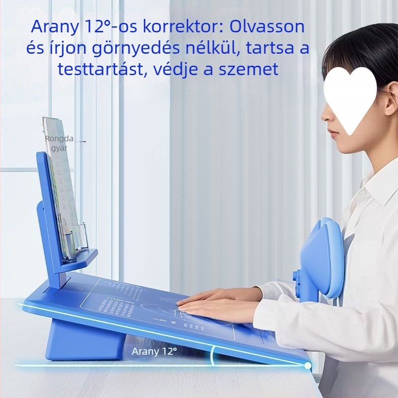 Testtartás-korrigáló ferde írófelülettel általános iskolás gyerekek számára, asztali íróasztal verzió