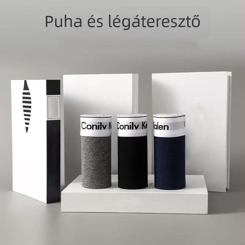 Páros stílusú középmagas boxeralsó, színes blokkolt derékbetét betűkkel, lélegző ágyék