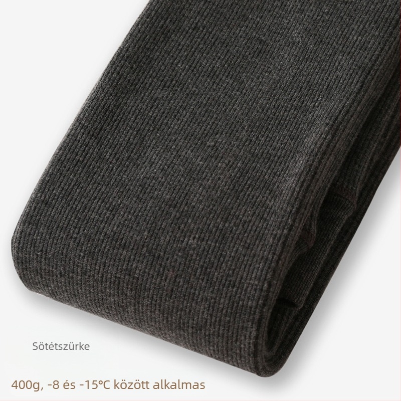 Női fleece-béléses leggings ősz-télre, zab színű, függőleges csíkokkal és bordázott mintázattal