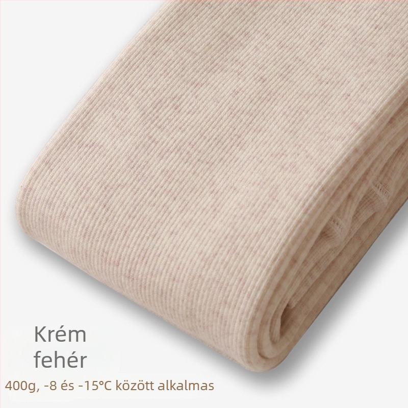 Női fleece-béléses leggings ősz-télre, zab színű, függőleges csíkokkal és bordázott mintázattal