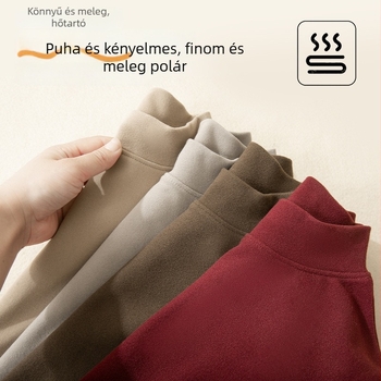 Női félmagas galléros alapszintű termo felső, téli bolyhos belső réteg, uniszex, hosszú ujjú, plusz méret