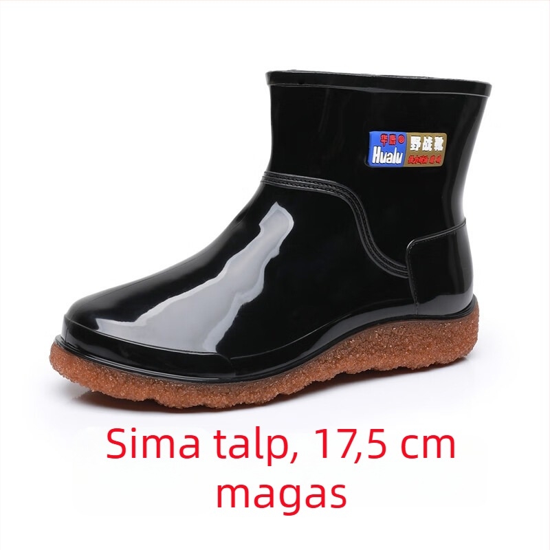 Férfi vízálló rövid esőcsizma, könnyű, csúszásmentes, gumitalppal, kopásálló, alacsony felső részű kültéri használatra