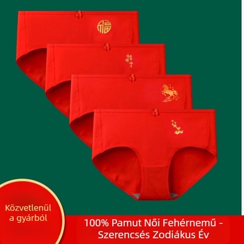 Vörös női bugyi középmagas derekú, pamut, fenékemelés, lélegző, egyszínű