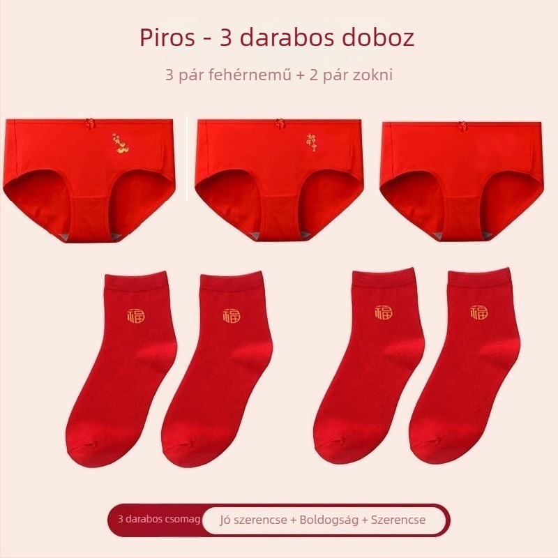 Vörös női bugyi középmagas derekú, pamut, fenékemelés, lélegző, egyszínű