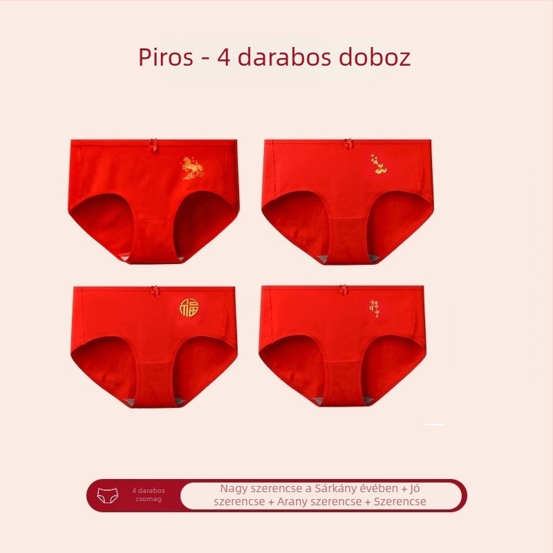 Vörös női bugyi középmagas derekú, pamut, fenékemelés, lélegző, egyszínű