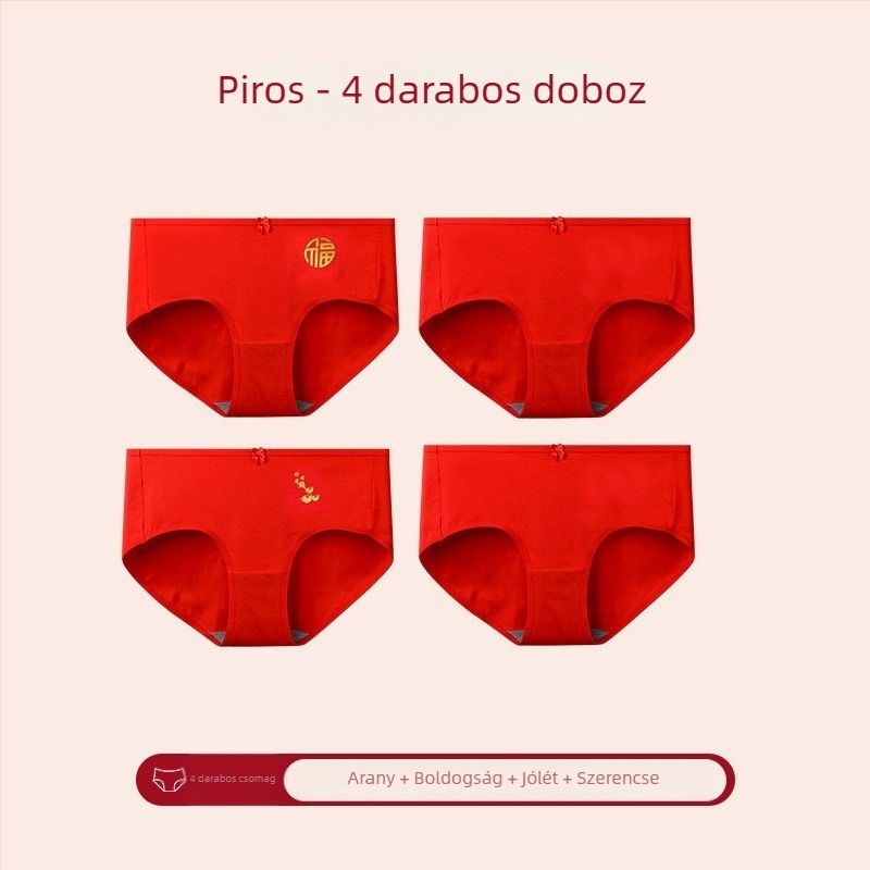 Vörös női bugyi középmagas derekú, pamut, fenékemelés, lélegző, egyszínű