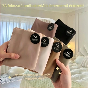 Női varrás nélküli alsónemű ice silk anyagból, pamut bélésű, antibakteriális 7A, középmagasság