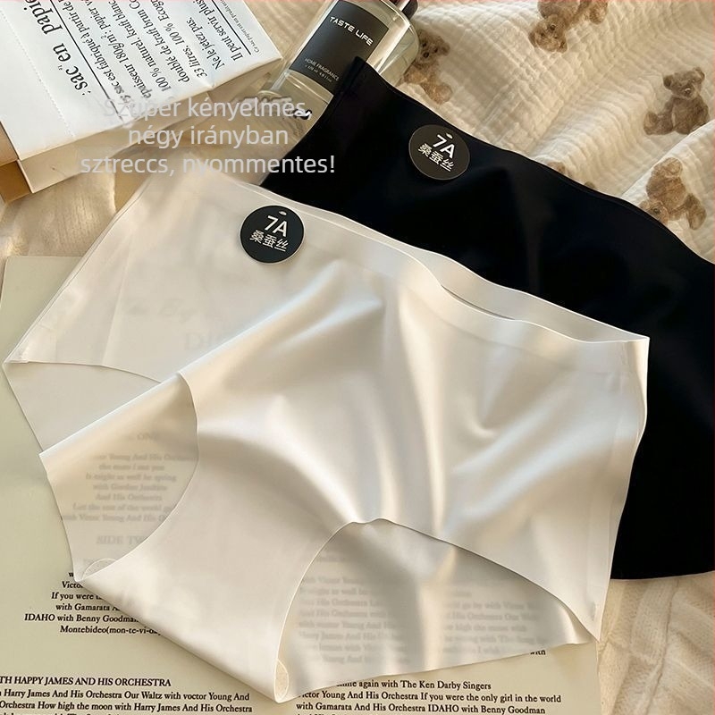 Női varrás nélküli alsónemű ice silk anyagból, pamut bélésű, antibakteriális 7A, középmagasság