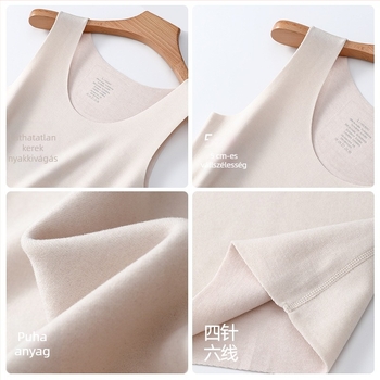 Női gyapjú-selyem termoszabályozó mellény fleece-béléssel, ujjatlan, kerek nyakú, meleg és antibakteriális alapréteg