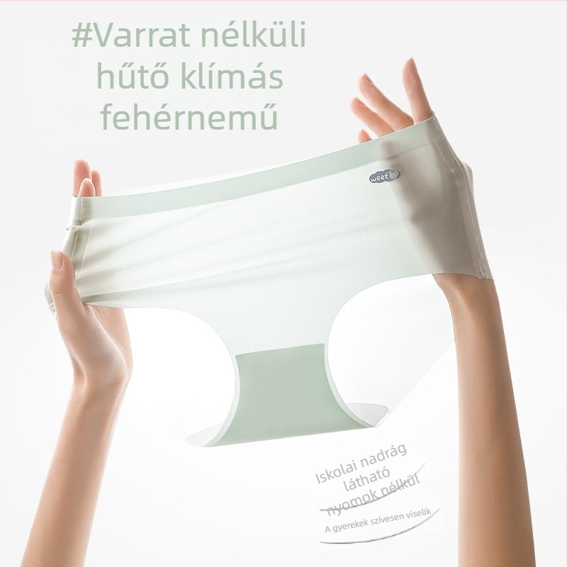 Női ice silk, antibakteriális, gyorsan száradó, varrás nélküli, lélegző, középmagas derekú, vékony