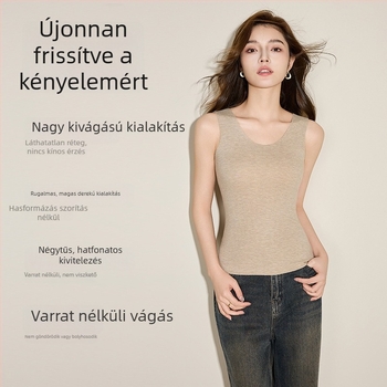Őszi–téli új német velúr meleg mellény nőknek, varrat nélküli, gyapjú-selyem töltéssel, vastag alapréteg felső