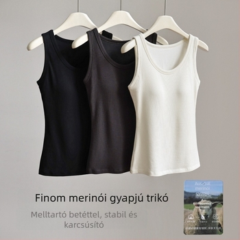 Női Merinó gyapjú mellény, őszi-téli szezonra, melltámasz betéttel, meleg alsó réteg, karcsú szabású, ujjatlan
