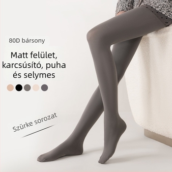 Szürke velúr női compression leggings ősz-télre, természetes nude érzet, popsiemelés, hasi kontroll, karcsú lábak hatása