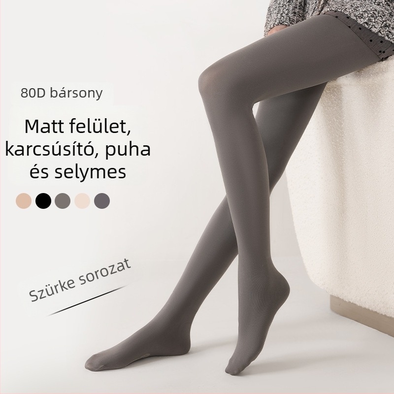 Szürke velúr női compression leggings ősz-télre, természetes nude érzet, popsiemelés, hasi kontroll, karcsú lábak hatása
