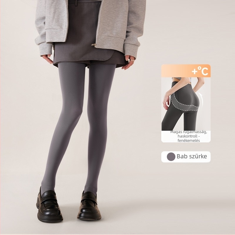 Szürke velúr női compression leggings ősz-télre, természetes nude érzet, popsiemelés, hasi kontroll, karcsú lábak hatása