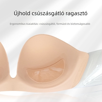 Mély U alakú melltapasz acélgyűrűvel, V- alakú, nagy méret, pántok nélkül, hát nélküli, esküvői fehérnemű, csúszásmentes push-up