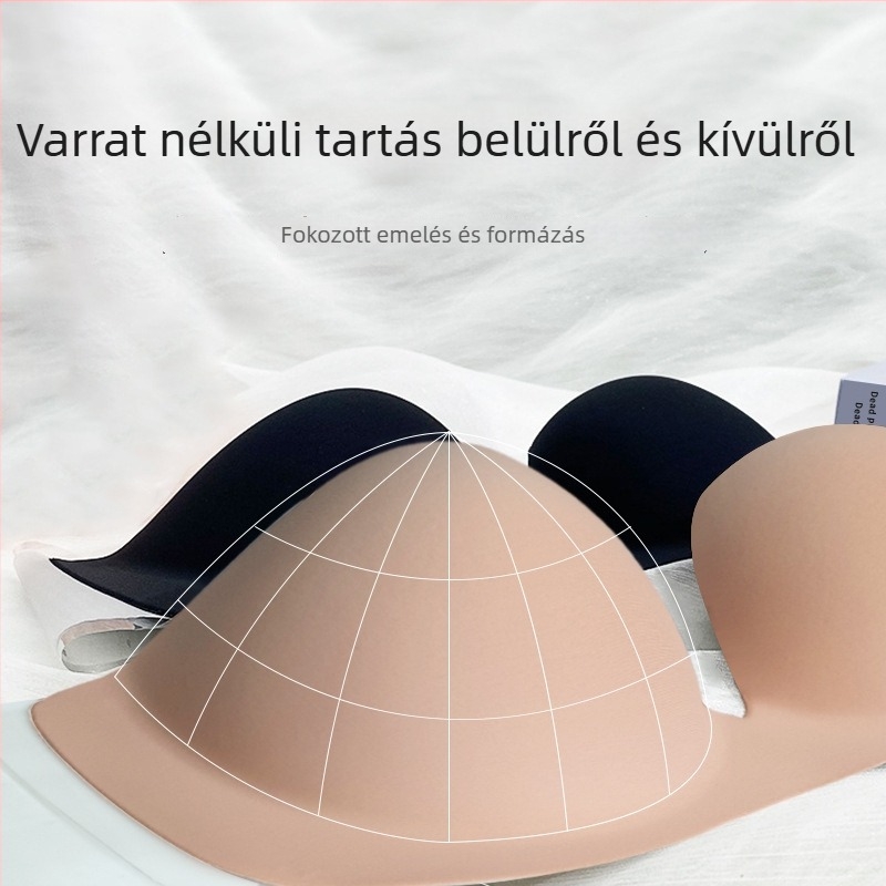 Mély U alakú melltapasz acélgyűrűvel, V- alakú, nagy méret, pántok nélkül, hát nélküli, esküvői fehérnemű, csúszásmentes push-up