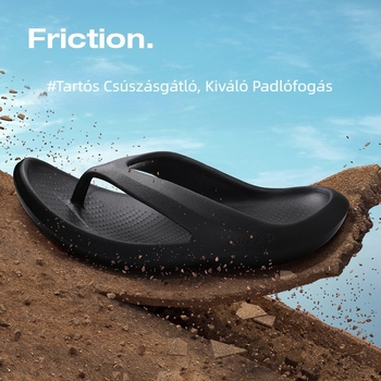 Férfi EVA platformos papucs, fekete, csúszásmentes, nyitott orrú, minimalist dizájn