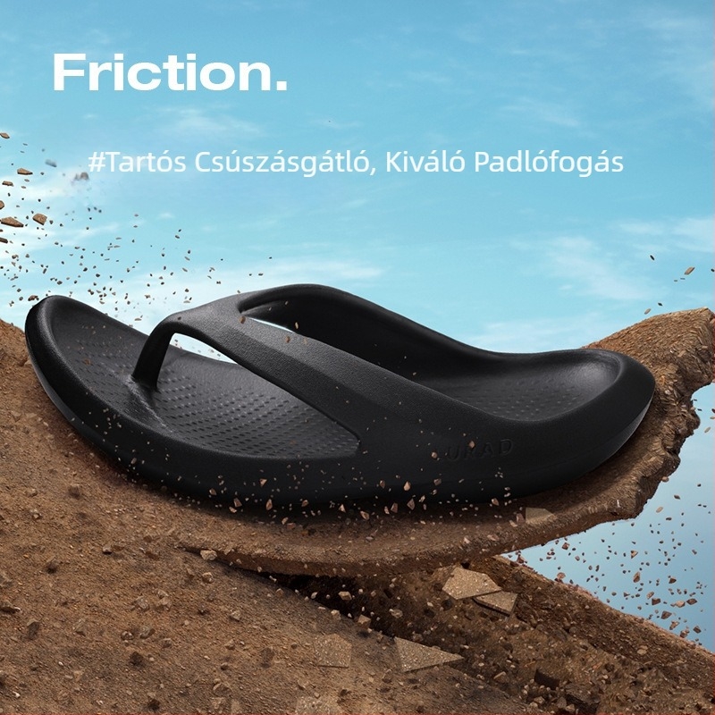 Férfi EVA platformos papucs, fekete, csúszásmentes, nyitott orrú, minimalist dizájn
