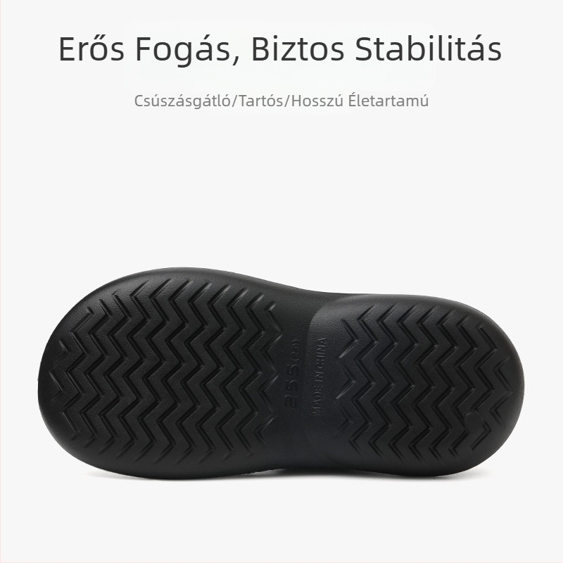 Férfi EVA platformos papucs, fekete, csúszásmentes, nyitott orrú, minimalist dizájn