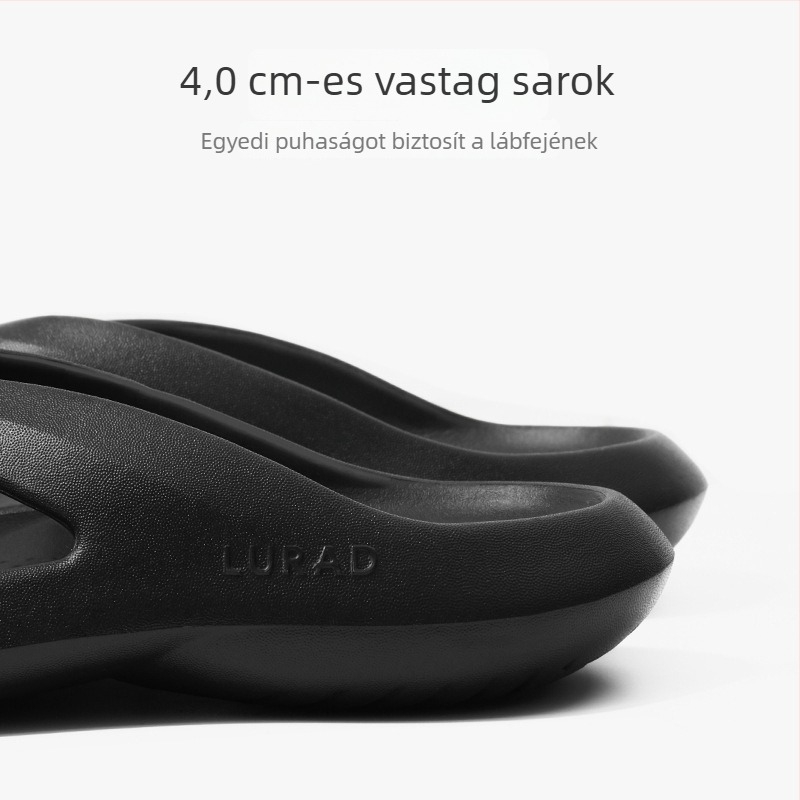 Férfi EVA platformos papucs, fekete, csúszásmentes, nyitott orrú, minimalist dizájn