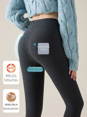 Őszi–téli vastag pamut leggings fleece belsővel, meleg, magas derekú fazon a haskontrolljáért, Barbie-stílus
