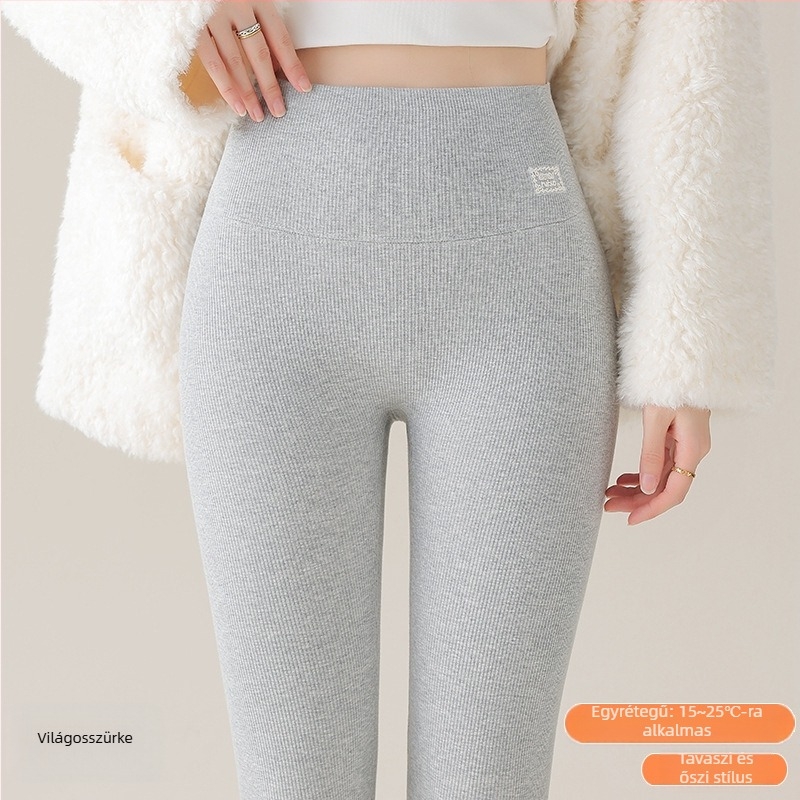 Őszi–téli vastag pamut leggings fleece belsővel, meleg, magas derekú fazon a haskontrolljáért, Barbie-stílus