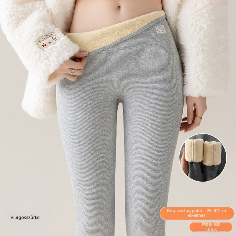 Őszi–téli vastag pamut leggings fleece belsővel, meleg, magas derekú fazon a haskontrolljáért, Barbie-stílus