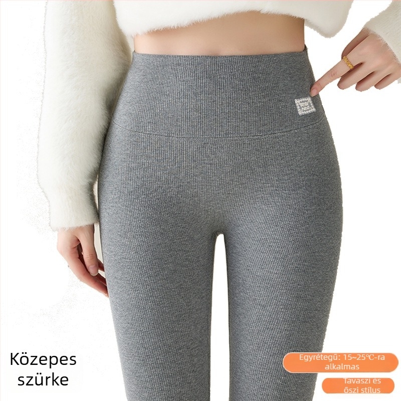 Őszi–téli vastag pamut leggings fleece belsővel, meleg, magas derekú fazon a haskontrolljáért, Barbie-stílus