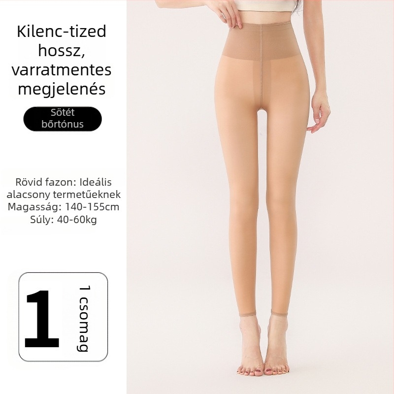Női 9/10 hosszúságú leggings, lábformázó, fleece béléses, természetes nude hatás, 140–185 cm magasságúak számára, őszi-tavaszi viselésre
