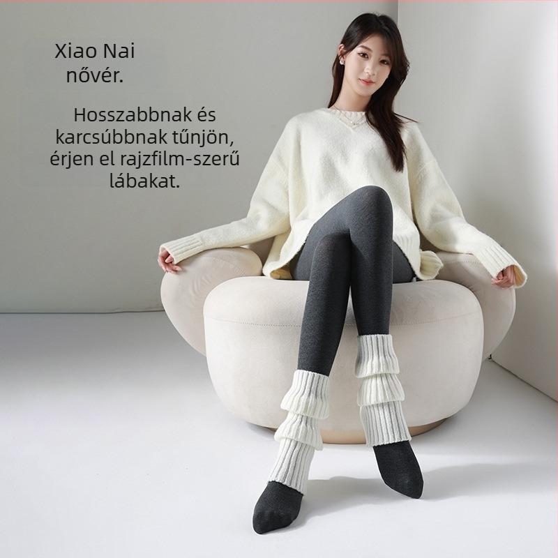 Női alapréteg harisnya ősz-télre, szürke, fleece belső bélés, karcsúsító hatás
