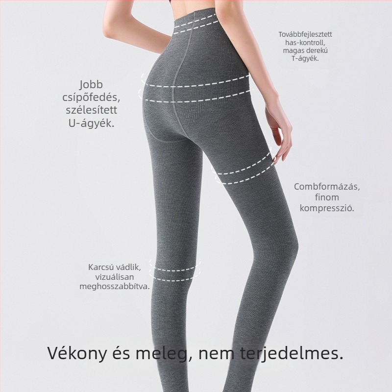 Női alapréteg harisnya ősz-télre, szürke, fleece belső bélés, karcsúsító hatás