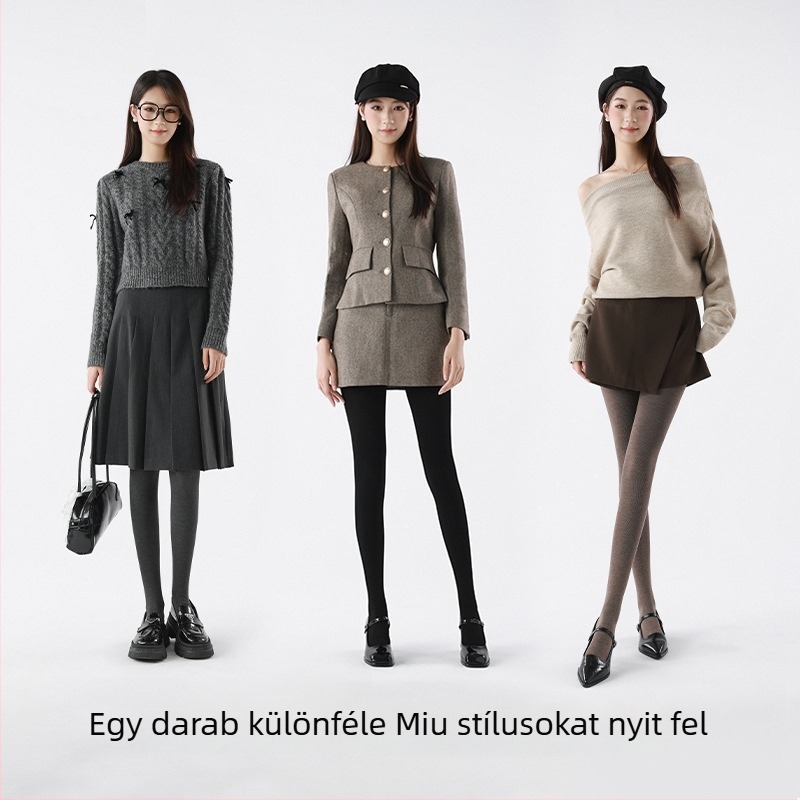 Női alapréteg harisnya ősz-télre, szürke, fleece belső bélés, karcsúsító hatás