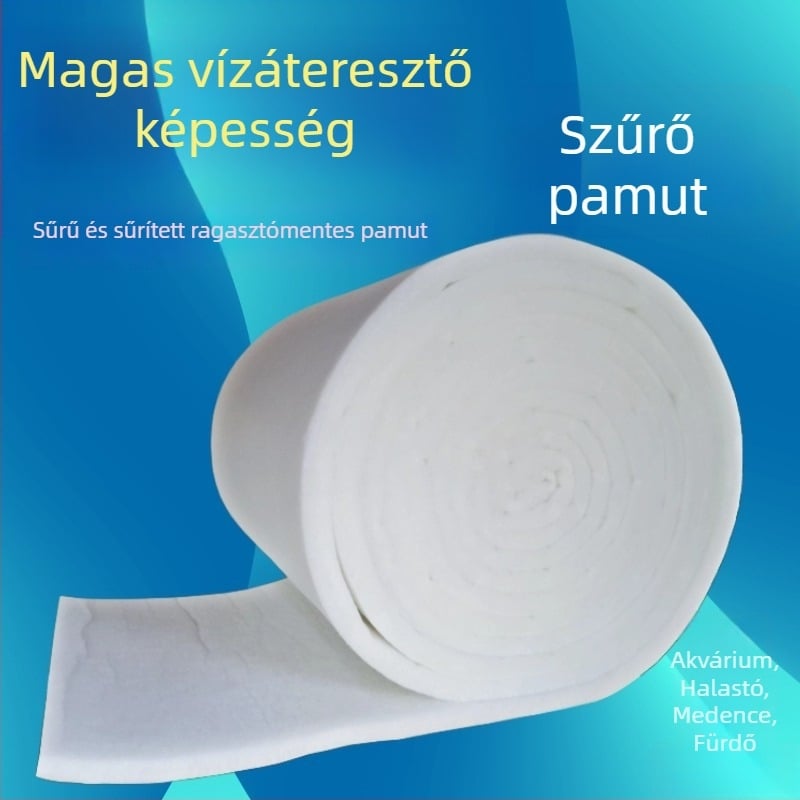 Ragasztómentes fehér pamut szűrőanyag akváriumhoz, nagy sűrűségű filtráció nagy méretű akváriumokhoz és halastavakhoz