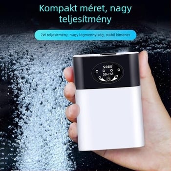 Halak oxigénellátó pumpa Li-akkumulátorral, USB/AC-DC töltéssel, kompakt, hordozható, rendkívül csendes