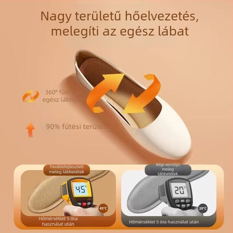Önjáró fűtésű talpbetét folyamatos meleget biztosítva, uniszex, méretek 28–43, 8 órás fűtés