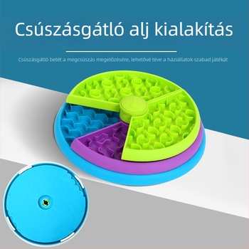 Lassú etető tál háziállatok számára forgó rejtvény etetővel, fulladás elleni védelemmel, macskáknak és kutyáknak