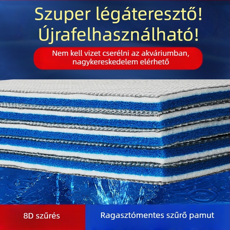 8D ragasztó nélküli akváriumi szűrővászon – vastag, sűrű biofilter közeg, méhsejt-kocka kialítással