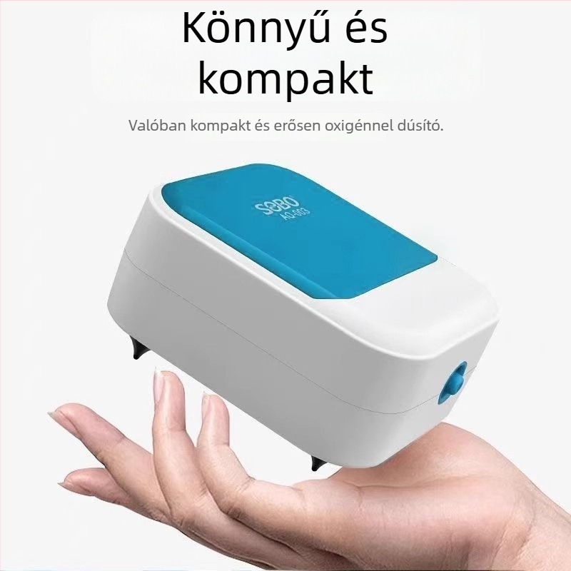 Új akváriumi oxigéntermelő, kompakt ultra-halk oxigénpumpa otthoni használatra