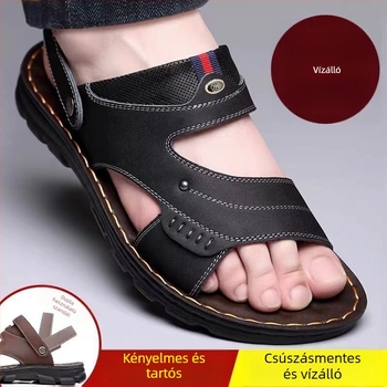Férfi nyári lélegző nyitott orrú szandálok, kopásállóak, kettős felhasználású strandcipő, vízálló
