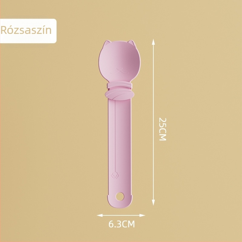 Macska jutalomadagoló kanál csúszó mechanizmussal, húspasztához etetésre, kiscicáknak