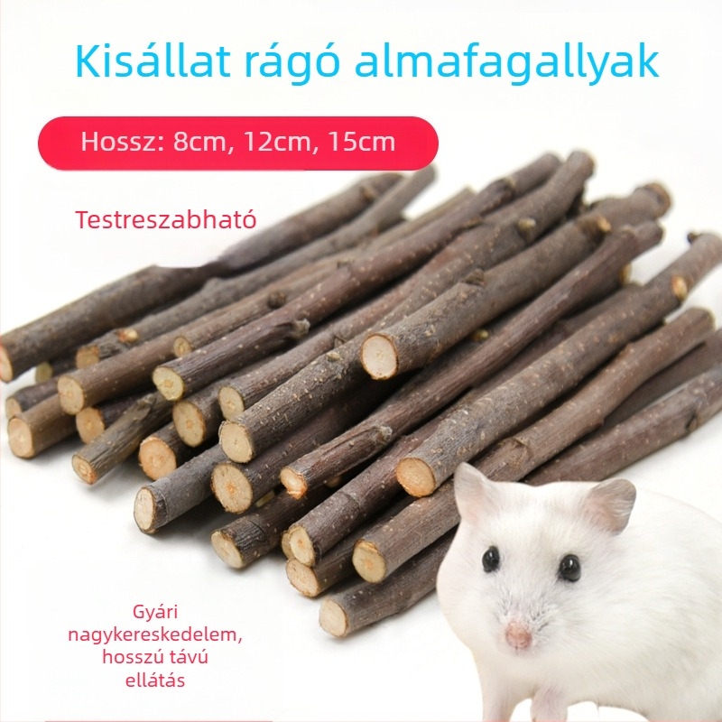 Almafa-ág harapó rúd kisállatok számára – természetes faág játék