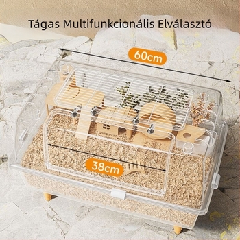 Átlátszó, nagy méretű akril-villa arany hörcsögnek, 60 cm-es tér, téli tenyésztő doboz, luxus hörcsögketrec