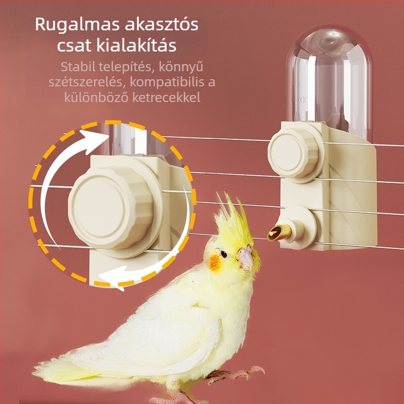Áttetsző, nagy kapacitású itató kisállatok számára — golyóscsapos itató madaraknak, nyulaknak és csincsilláknak
