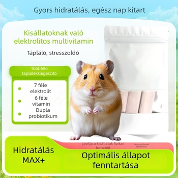 Hamster elektrolitporral és multivitaminokkal – stressz és hőguta megelőzése kis egzotikus háziállatok számára