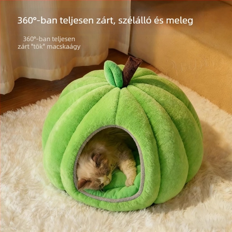 Tök alakú kisállatfészek – téli meleg fekhely macskáknak, kutyáknak, nyulaknak és tengerimalacoknak csúszásmentes aljzattal