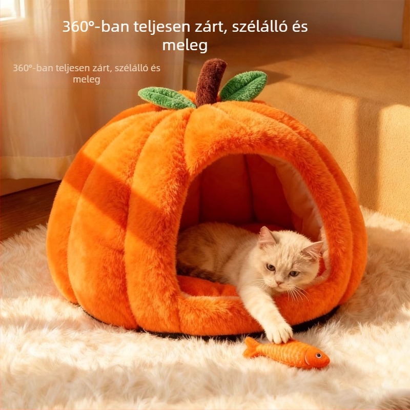 Tök alakú kisállatfészek – téli meleg fekhely macskáknak, kutyáknak, nyulaknak és tengerimalacoknak csúszásmentes aljzattal