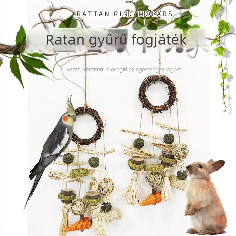 Fából készült rágó játék nyulaknak, papagájoknak és hörcsögöknek