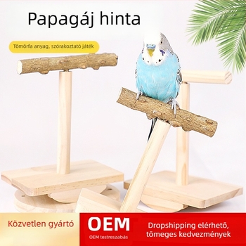 Tömörfa papagáj-edző játék asztali állvánnyal és billegő platformával