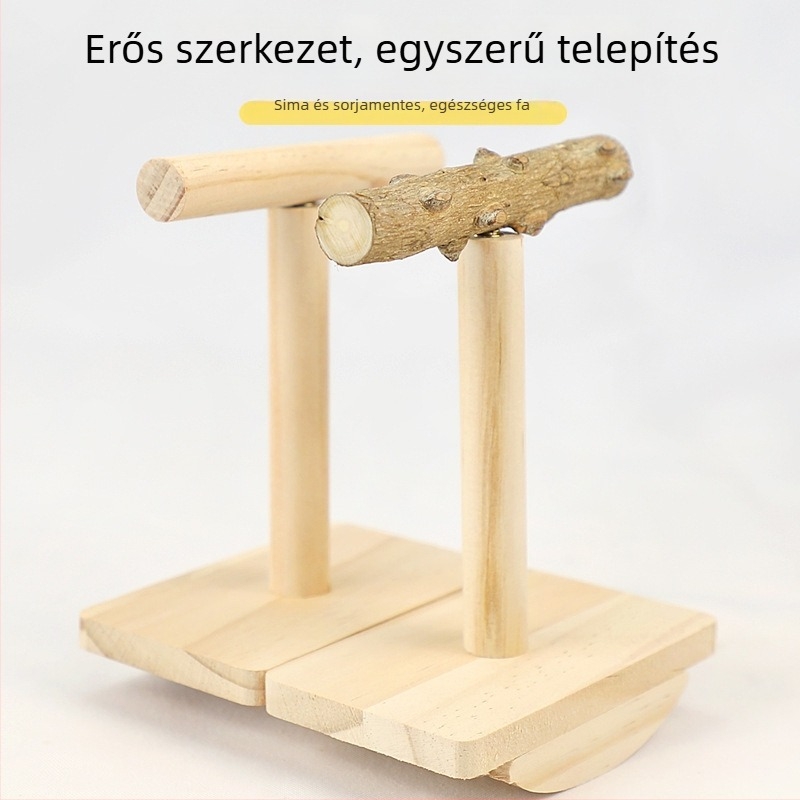 Tömörfa papagáj-edző játék asztali állvánnyal és billegő platformával